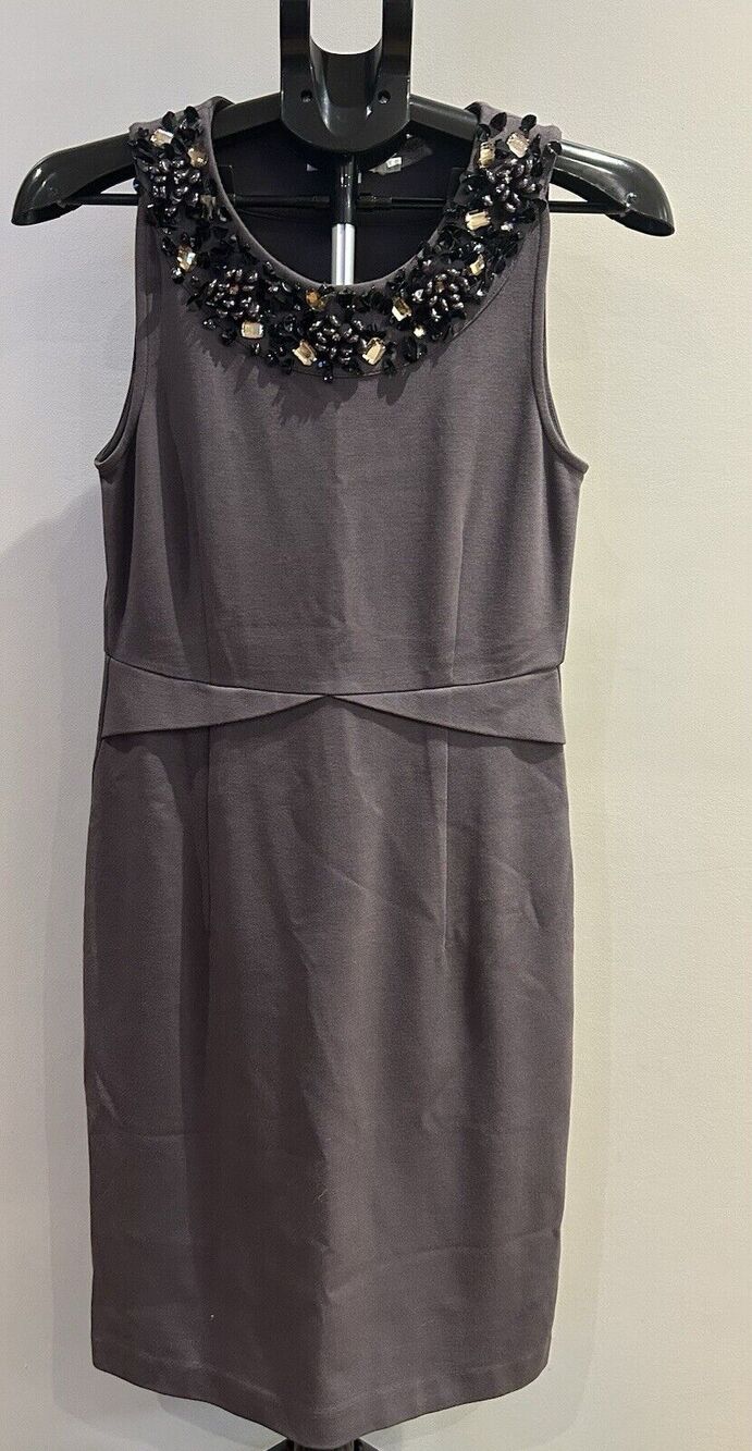 Boden Jeweled Neck Shift Sleeveless Dress Purple Women's Size 6R